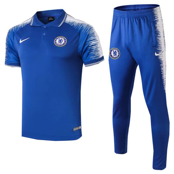 Polo Conjunto Completo Chelsea 2018-2019 Azul